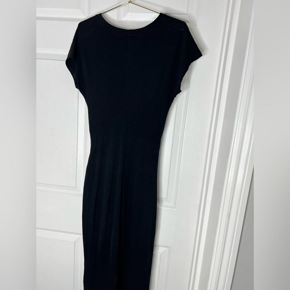 All Saints Ruched Midi Black Dress Sz S - Picture 6 of 14